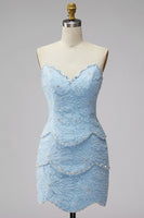 Load image into Gallery viewer, Sparkly Pink Floral Strapless Tight Short Birthday Party Dress with Pearls