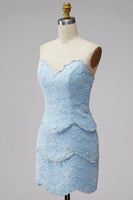 Load image into Gallery viewer, Sparkly Pink Floral Strapless Tight Short Birthday Party Dress with Pearls