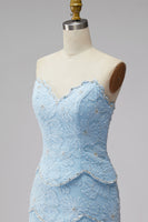 Load image into Gallery viewer, Sparkly Pink Floral Strapless Tight Short Birthday Party Dress with Pearls