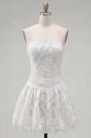 Load image into Gallery viewer, White Floral Strapless A Line Short Birthday Party Dress