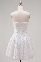 Load image into Gallery viewer, White Floral Strapless A Line Short Birthday Party Dress
