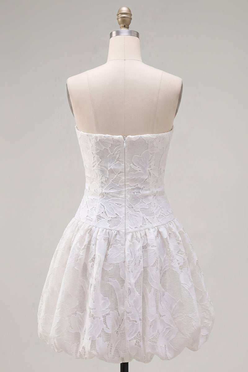 Load image into Gallery viewer, White Floral Strapless A Line Short Birthday Party Dress