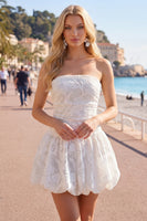 Load image into Gallery viewer, White Floral Strapless A Line Short Birthday Party Dress
