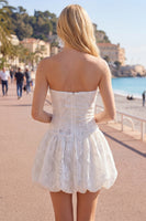 Load image into Gallery viewer, White Floral Strapless A Line Short Birthday Party Dress