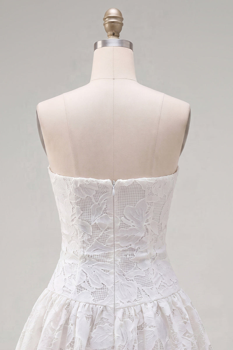 Load image into Gallery viewer, White Floral Strapless A Line Short Birthday Party Dress