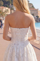 Load image into Gallery viewer, White Floral Strapless A Line Short Birthday Party Dress