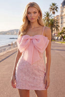 Load image into Gallery viewer, Sparkly Pink Floral Tight Spaghetti Straps Short Birthday Party Dress with Pearls