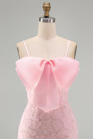 Load image into Gallery viewer, Sparkly Pink Floral Tight Spaghetti Straps Short Birthday Party Dress with Pearls
