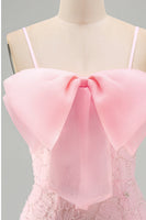 Load image into Gallery viewer, Sparkly Pink Floral Tight Spaghetti Straps Short Birthday Party Dress with Pearls