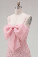 Load image into Gallery viewer, Sparkly Pink Floral Tight Spaghetti Straps Short Birthday Party Dress with Pearls