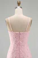 Load image into Gallery viewer, Sparkly Pink Floral Tight Spaghetti Straps Short Birthday Party Dress with Pearls