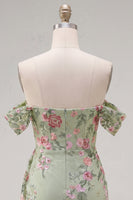 Load image into Gallery viewer, Black Floral Tight Off the Shoulder Short Birthday Party Dress with Sash