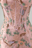 Load image into Gallery viewer, Corset Tight Short Sparkly Beaded Pink Floral Birthday Party Dress
