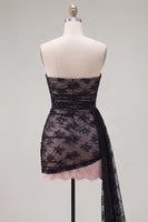 Load image into Gallery viewer, Black Strapless Tight Short Beaded Birthday Party Dress with Sash