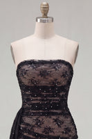 Load image into Gallery viewer, Black Strapless Tight Short Beaded Birthday Party Dress with Sash