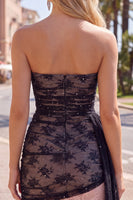 Load image into Gallery viewer, Black Strapless Tight Short Beaded Birthday Party Dress with Sash
