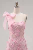 Load image into Gallery viewer, Floral Beaded Sparkly Pink Tight Short Birthday Party Dress with Bow