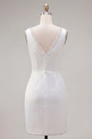 Load image into Gallery viewer, Black Beaded Ruched Tight Short V-Neck Birthday Party Dress