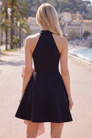 Load image into Gallery viewer, Black Pink A Line High Neck Short Birthday Party Dress with Bow