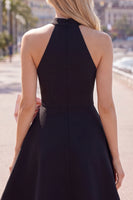 Load image into Gallery viewer, Black Pink A Line High Neck Short Birthday Party Dress with Bow