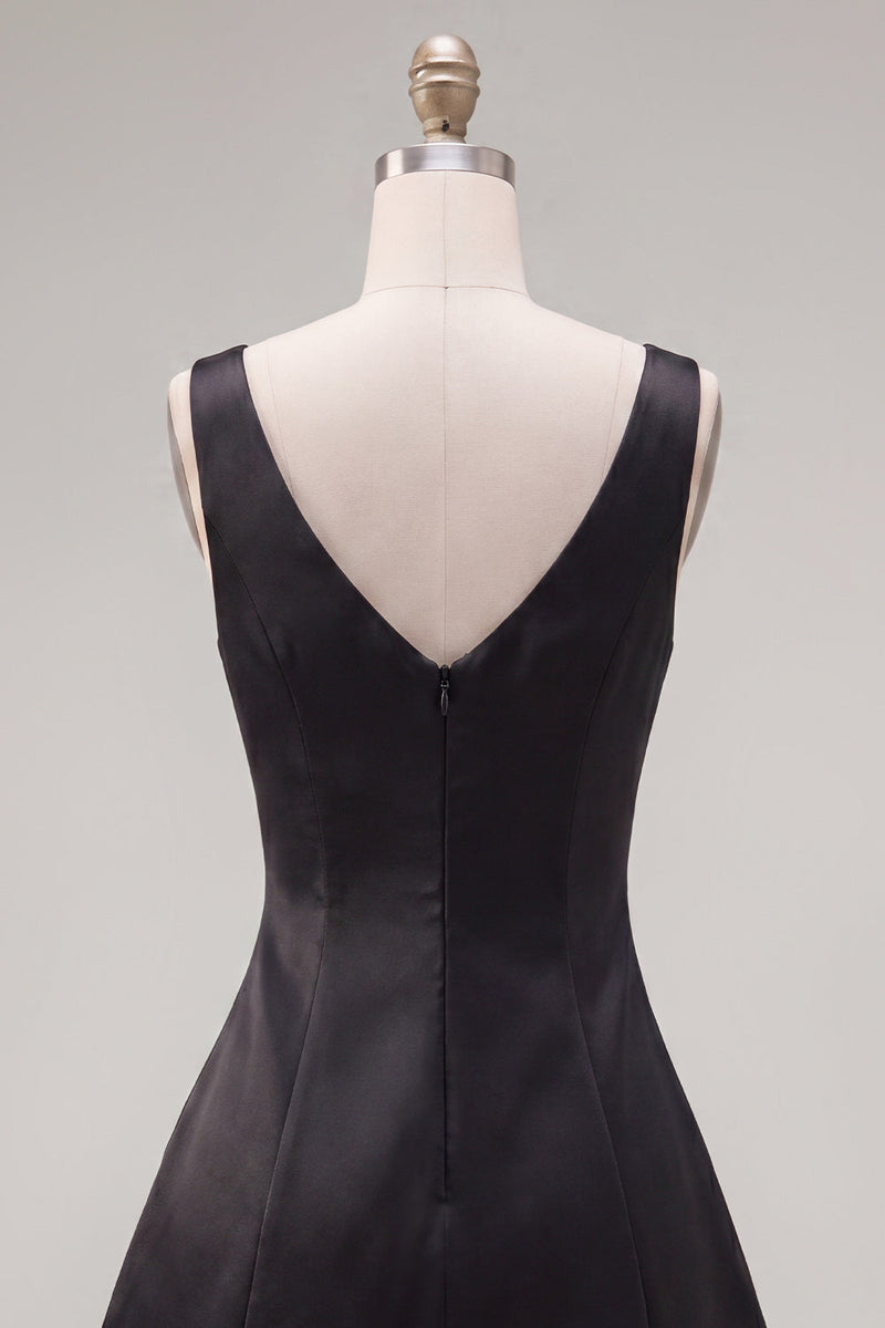 Load image into Gallery viewer, Black Pink A Line V-Neck Short Birthday Party Dress with Beading