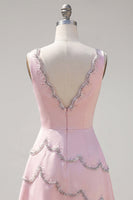 Load image into Gallery viewer, Sparkly Blue A Line V-Neck Short Birthday Party Dress with Beading