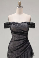 Load image into Gallery viewer, Black Tight Ruched Short Birthday Party Dress with Ruffles