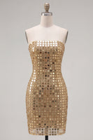 Load image into Gallery viewer, Sparkly Beaded Dark Red Strapless Tight Short Birthday Party Dress