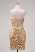 Load image into Gallery viewer, Sparkly Beaded Dark Red Strapless Tight Short Birthday Party Dress