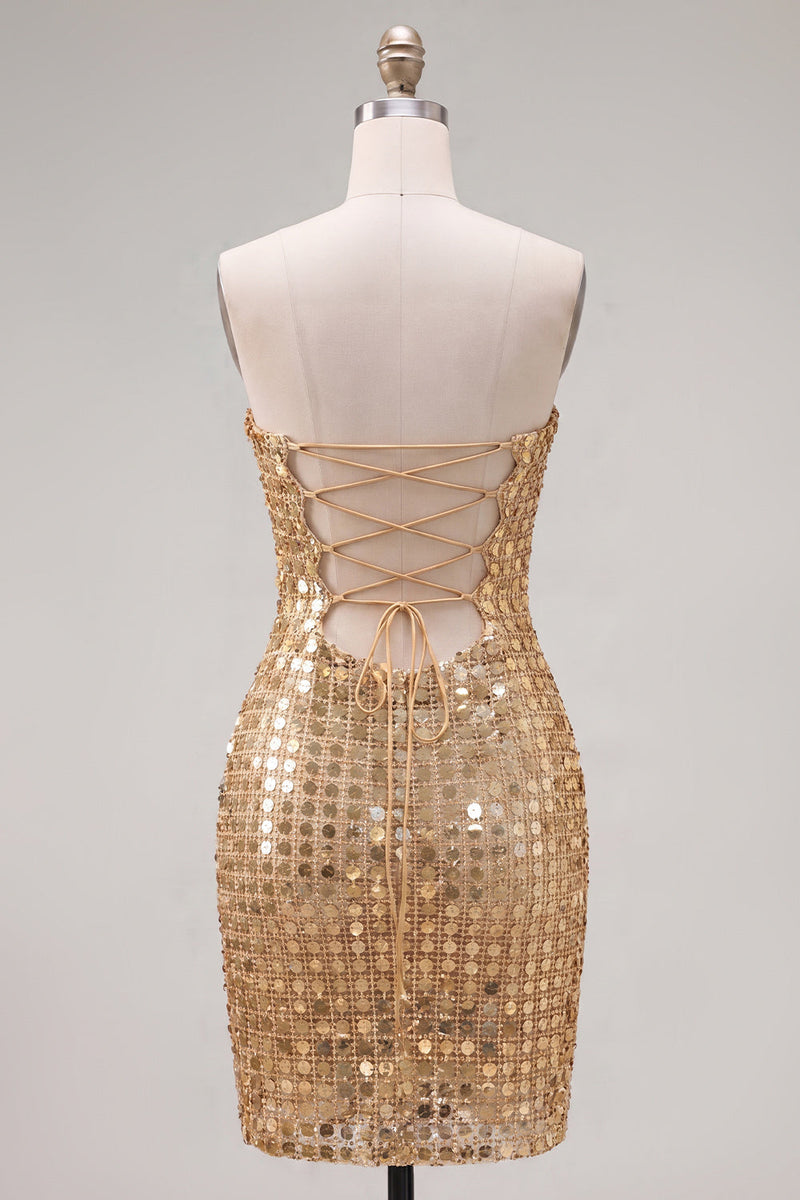 Load image into Gallery viewer, Sparkly Beaded Dark Red Strapless Tight Short Birthday Party Dress