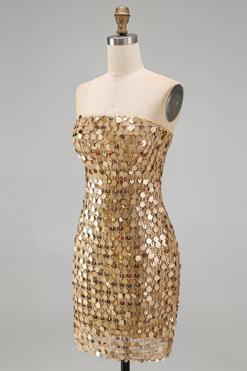 Load image into Gallery viewer, Sparkly Beaded Dark Red Strapless Tight Short Birthday Party Dress