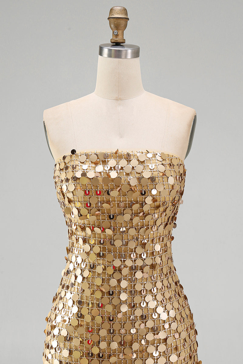Load image into Gallery viewer, Sparkly Beaded Dark Red Strapless Tight Short Birthday Party Dress