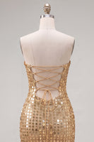 Load image into Gallery viewer, Sparkly Beaded Dark Red Strapless Tight Short Birthday Party Dress