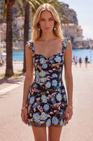 Load image into Gallery viewer, Sparkly Floral Yellow Tight Short Beaded Birthday Party Dress