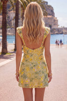 Load image into Gallery viewer, Sparkly Floral Yellow Tight Short Beaded Birthday Party Dress