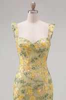 Load image into Gallery viewer, Sparkly Floral Yellow Tight Short Beaded Birthday Party Dress