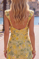 Load image into Gallery viewer, Sparkly Floral Yellow Tight Short Beaded Birthday Party Dress