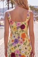 Load image into Gallery viewer, Butter Yellow Floral Short Square Neck Tight Birthday Party Dress