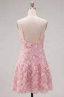 Load image into Gallery viewer, Sparkly Floral Blue A Line Short Spaghetti Straps Beaded Birthday Party Dress