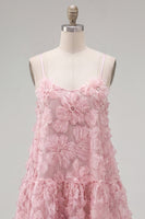 Load image into Gallery viewer, Sparkly Floral Blue A Line Short Spaghetti Straps Beaded Birthday Party Dress