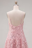 Load image into Gallery viewer, Sparkly Floral Blue A Line Short Spaghetti Straps Beaded Birthday Party Dress