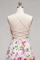 Load image into Gallery viewer, Pink Red Flower Spaghetti Straps A Line Short Birthday Party Dress