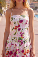 Load image into Gallery viewer, Pink Red Flower Spaghetti Straps A Line Short Birthday Party Dress