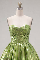 Load image into Gallery viewer, Yellow Metallic Ruched Sweetheart A-Line Short 80s Cocktail Dress