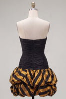 Load image into Gallery viewer, Ruched Sweetheart Black Golden Tight Short 80s Cocktail Dress