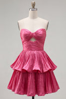 Load image into Gallery viewer, Royal Blue Sweetheart Pleated Tiered A-Line Short 80s Cocktail Dress
