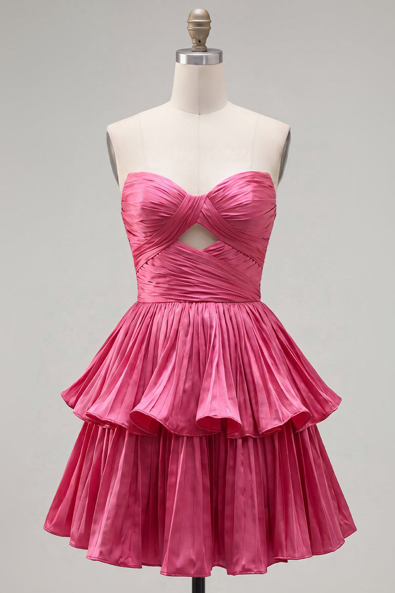 Load image into Gallery viewer, Royal Blue Sweetheart Pleated Tiered A-Line Short 80s Cocktail Dress