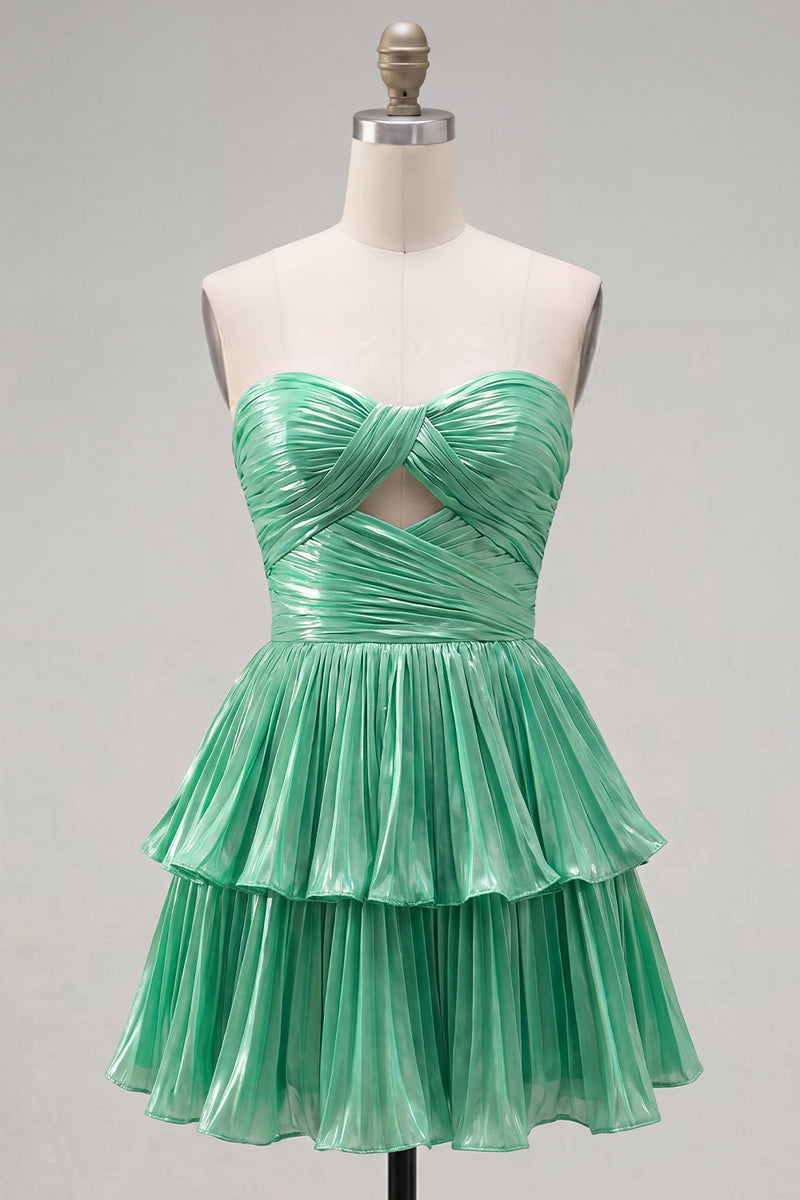 Load image into Gallery viewer, Royal Blue Sweetheart Pleated Tiered A-Line Short 80s Cocktail Dress