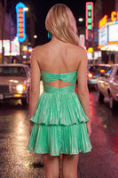 Load image into Gallery viewer, Royal Blue Sweetheart Pleated Tiered A-Line Short 80s Cocktail Dress