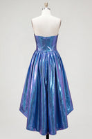 Load image into Gallery viewer, Fuchsia Ruched Metallic High-Low 80s Cocktail Dress with Pockets